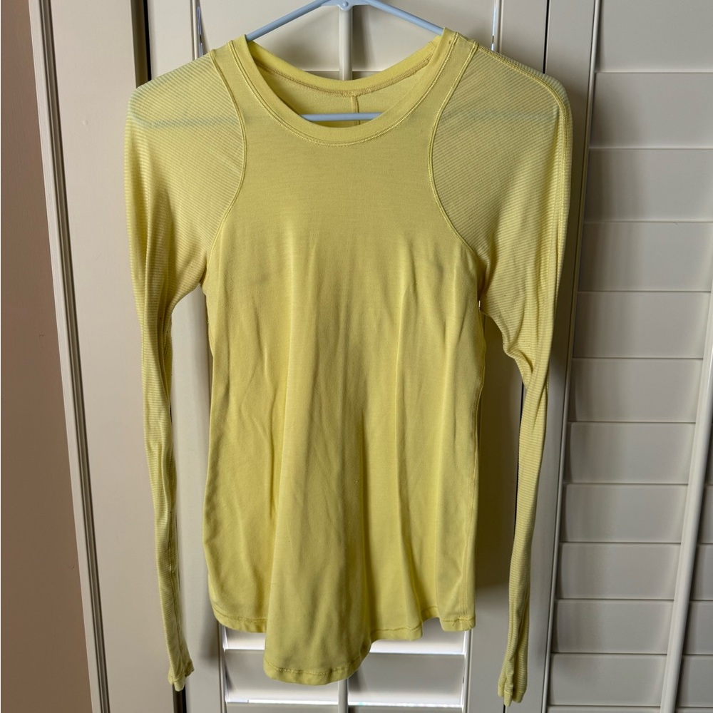 Super soft Lululemon Yellow Transparent Long Sleeve Women's Top